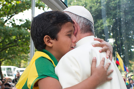 Pope cries with Brazilian child who wants to be a priest