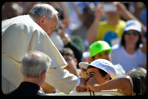 The Boy Healed Through the Intercession of Louis and Zelie Martin Meets Pope Francis Andreas Solaro AFP