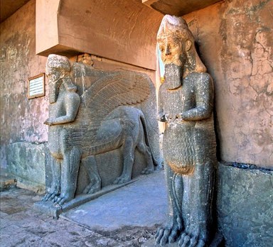 Human headed lions in Nineveh