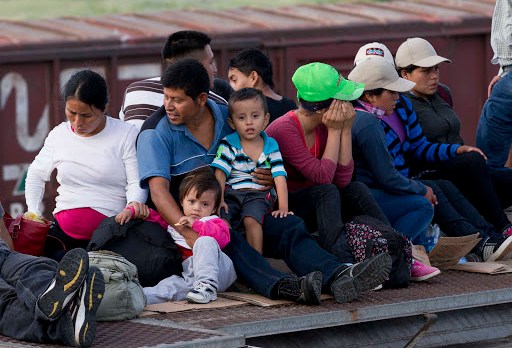 migrants on Mexican freight train