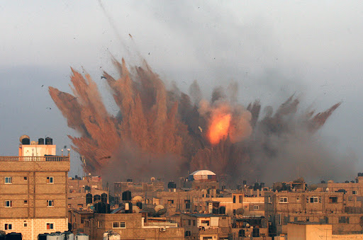 PALESTINIAN &#8211; ISRAEL &#8211; A ball of fire is seen following an Israeli air strike