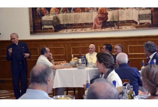 Pope Francis at Jesuit dinner