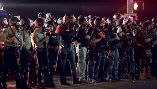 Riot police in Ferguson