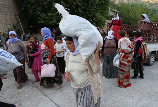 Displaced Yazidi women