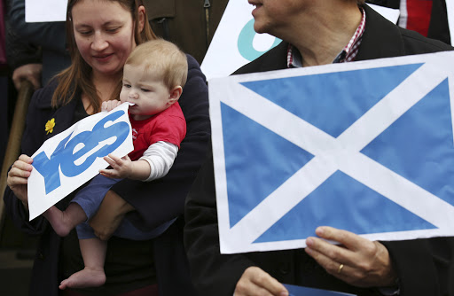 Young family at Scotland demonstration