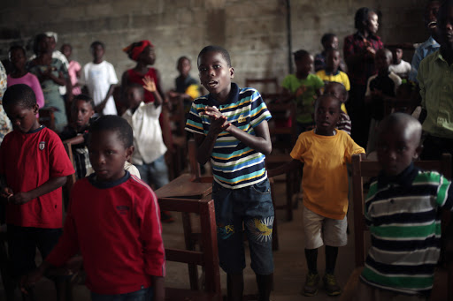 Children at church in Monrovia, Liberia