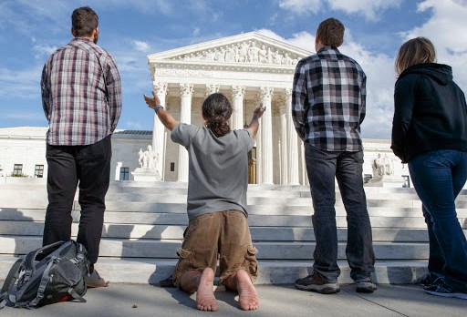 Pro-life advocates pray in front of US Supreme Court