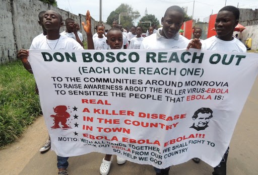 Youth from Salesian youth center in Monrovia on Ebola awareness campaign