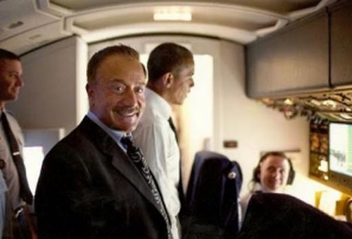 Terry Bean with Barack Obama on jet