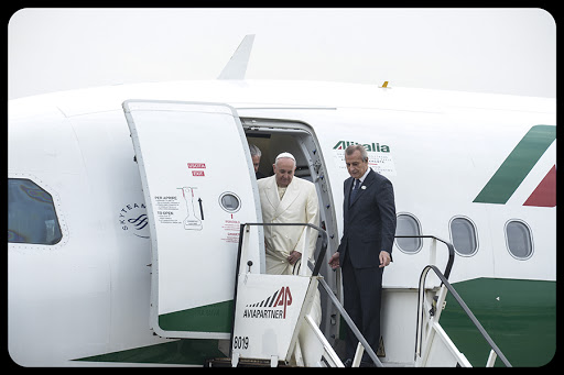 Arrival of Pope Francis at the airport &#8211; Alitalia &#8211; Airplane