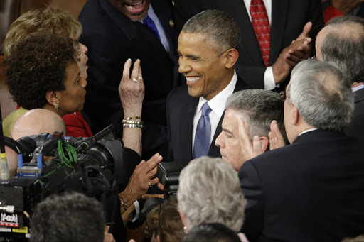 Barack Obama arrives for 2015 State of the Union address