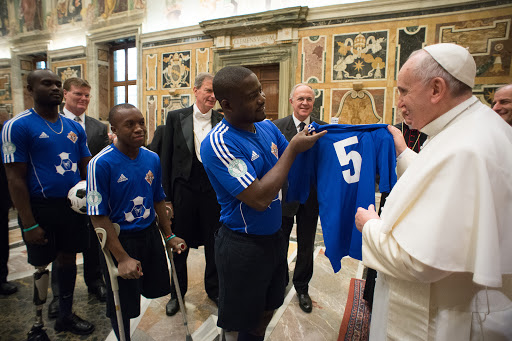 Hatian soccer players meet Pope Francis