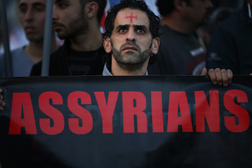 Assyrian man protests in Beirut