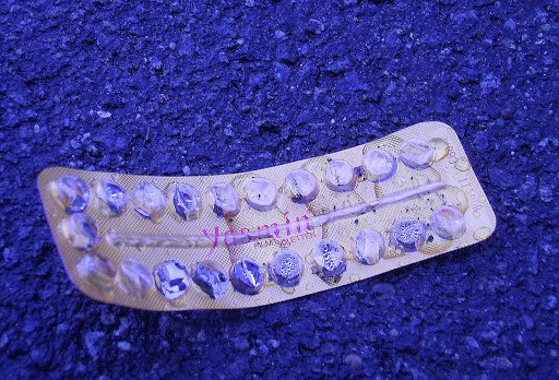 Empty package of contraceptive pills