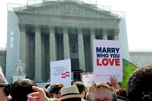 Same-sex &#8220;marriage&#8221; supporters in front of US Supreme Court