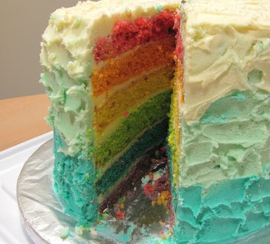 Rainbow colored cake