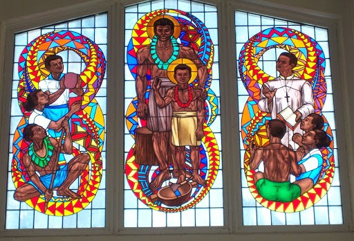 Stained-glass window in a church in American Samoa