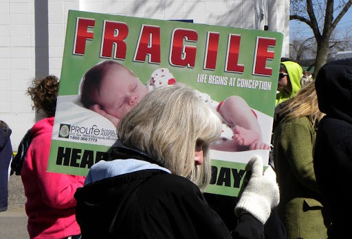Pro-life sign at protest outside St. Paul Minnesota Planned Parenthood