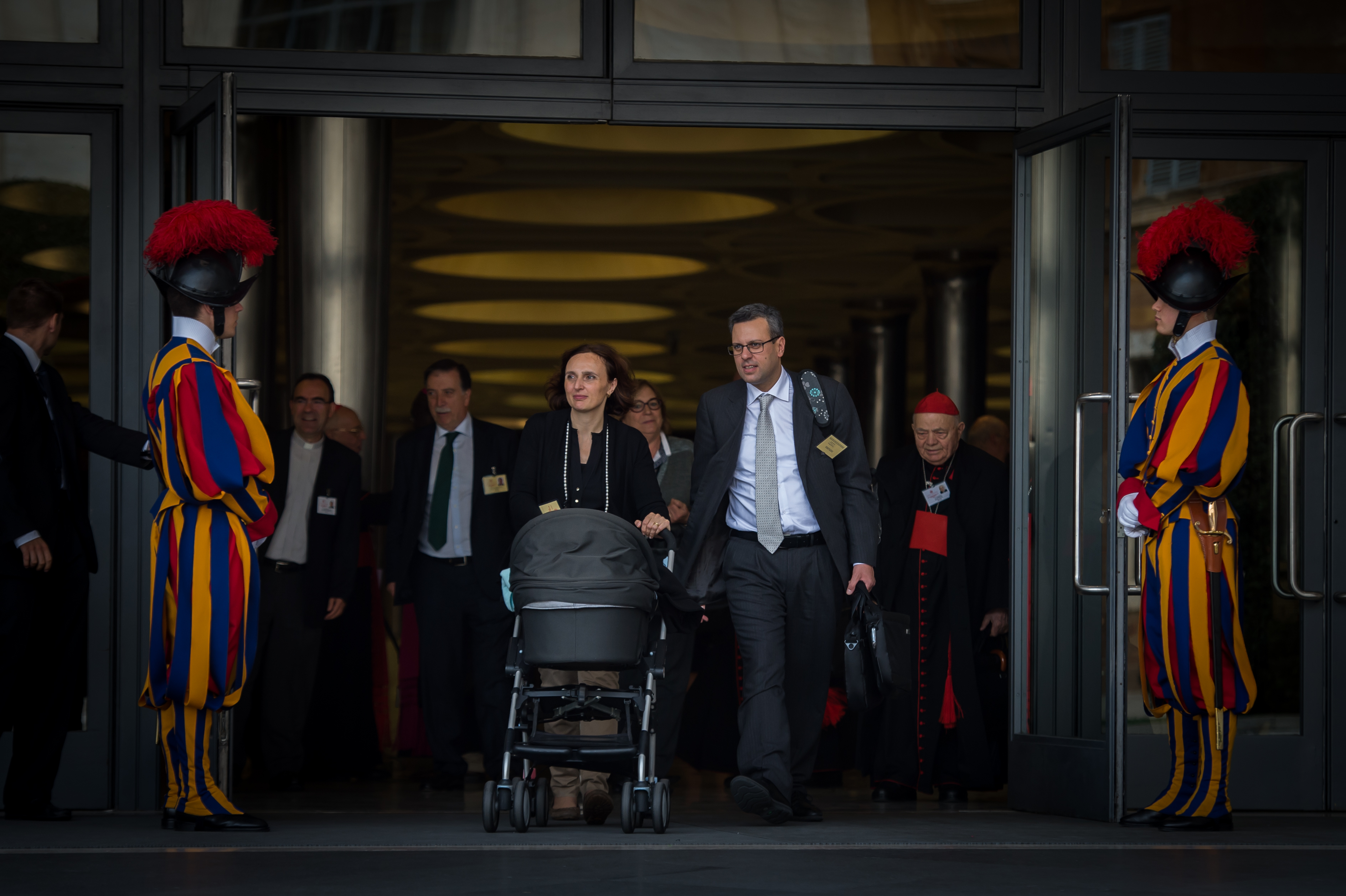 Patricia and Massimo enter synod hall