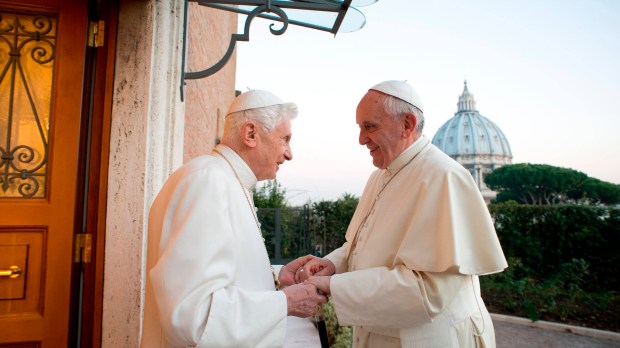 BLOG &#8211; DEACON GREG Retired Pope Benedict XVI greets Pope Francis at Mater Ecclesiae monastery at Vatican