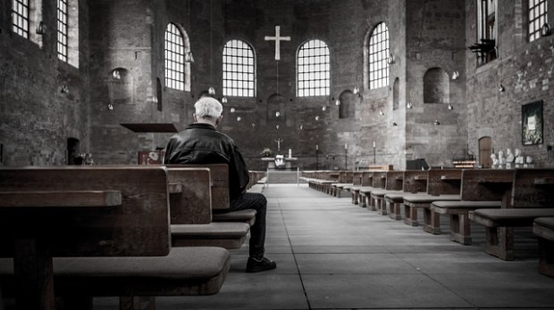 old man praying in church pixabay