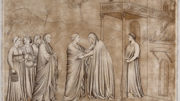 V0034491 The Visitation of Mary to Elizabeth (?). Engraving by S. Mul