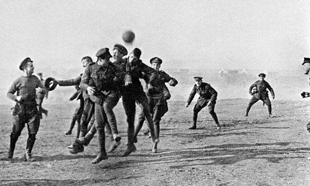 First world war soldiers playing football
