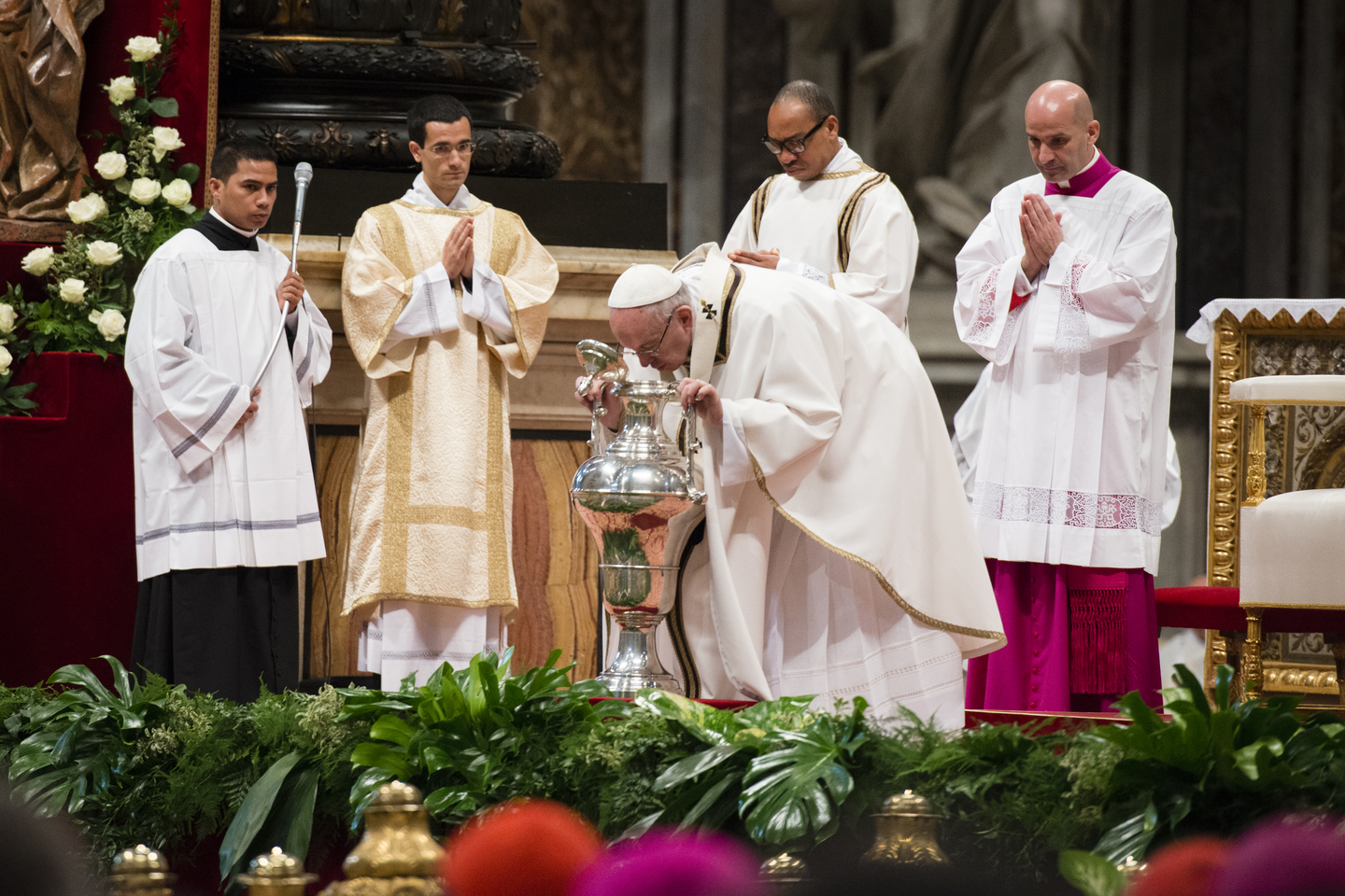 Pope Francis celebrates the Chrism Mass for Holy Thursday on Mar