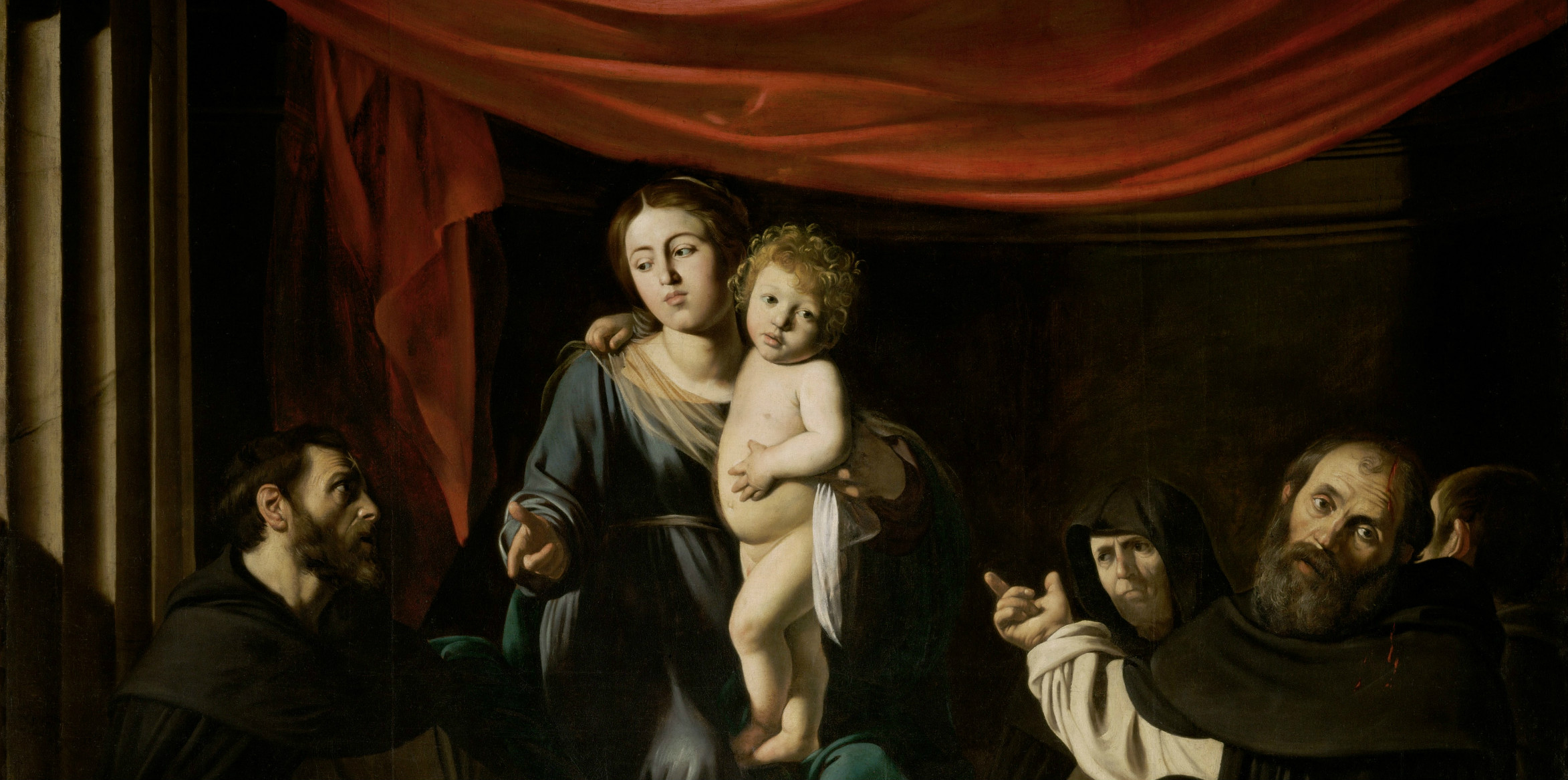 Detail, Madonna of the Rosary, Caravaggio/Google Art Project