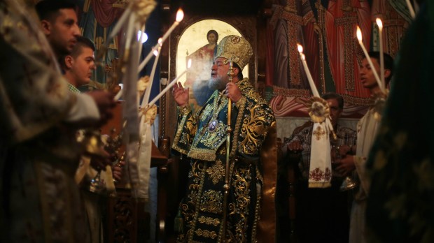 Greek Orthodox Christian Palm Sunday celebrations at St.Porphyrios Church in Gaza City