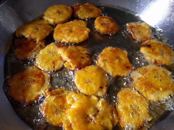 fried plantains frying