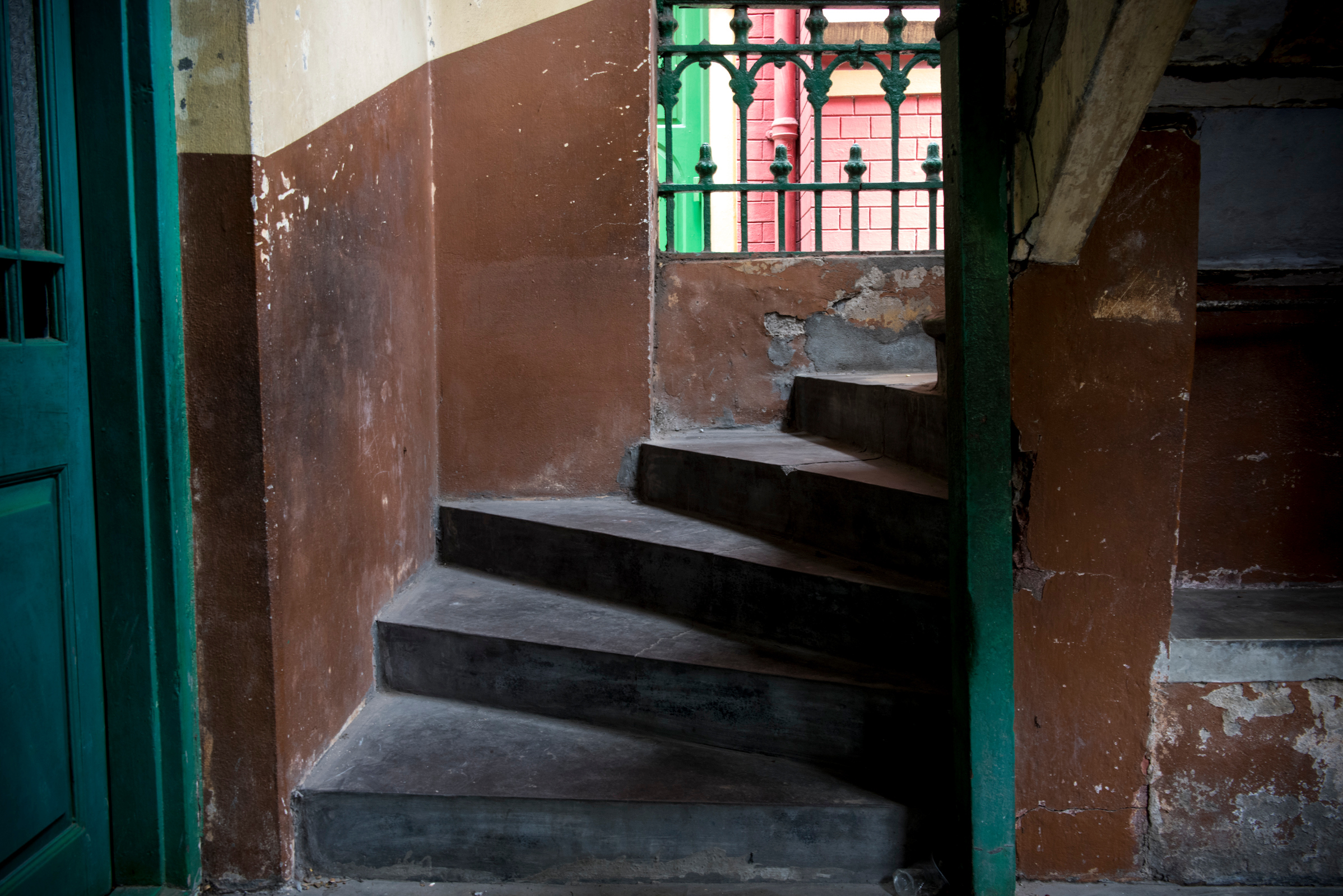 KOLKATA, INDIA 1 SEPT: Images from the Saint Teresa School, located about 200 meters from the Mother House of the Missionaries of Charity. Mother Teresa taught at the school, and began her first efforts at serving the poor from a stairwell within the school. She provided medicine for those who were unable to afford it. PICTURED: The actual stairs that Mother Teresa would sit upon and distribute medicine to those in need.