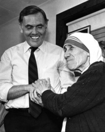 Former Mayor of Boston Ray Flynn with Mother Teresa, June 1988, courtesy of Nancy Lane