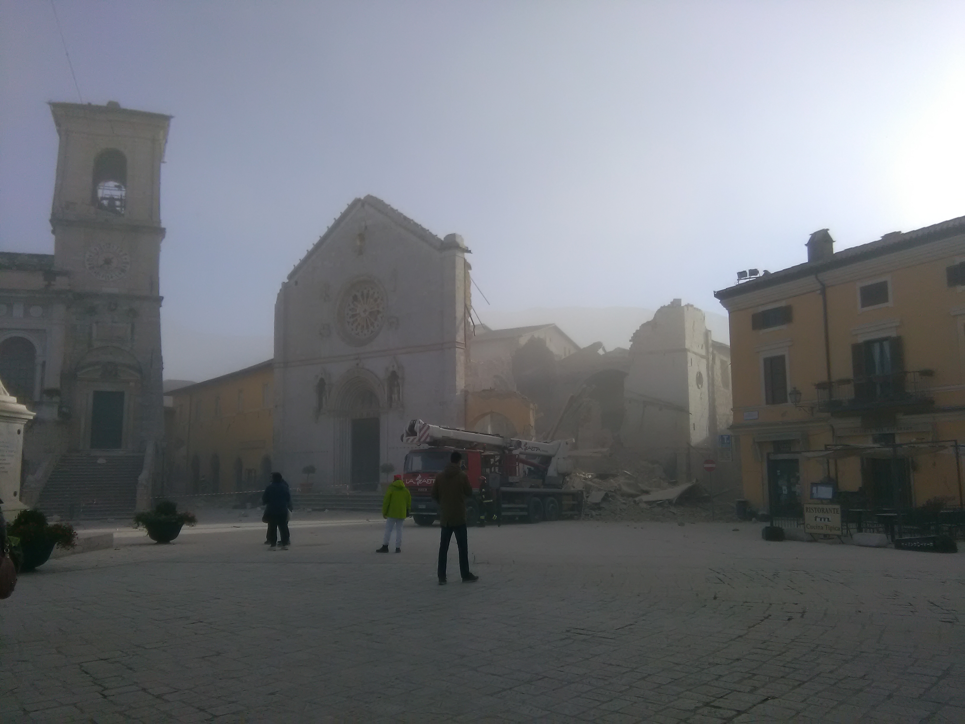 An earthquake destroys the Basilica of St. Benedict in Norcia, October 20, 2016.