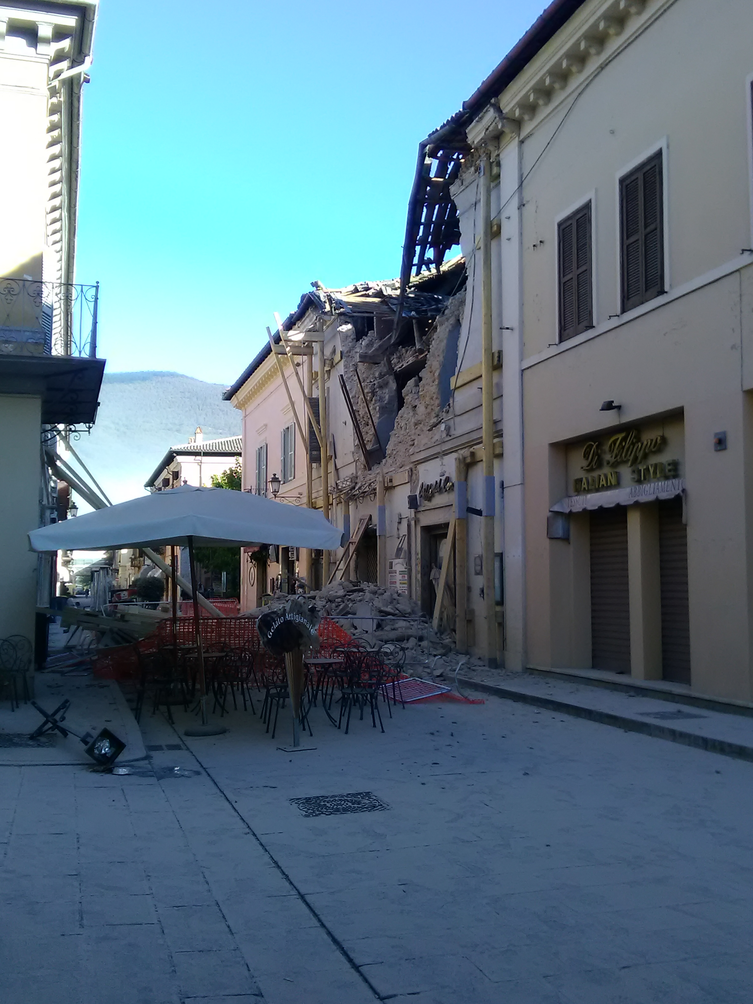 Main street in Norcia, Italy following October 20 earthquake