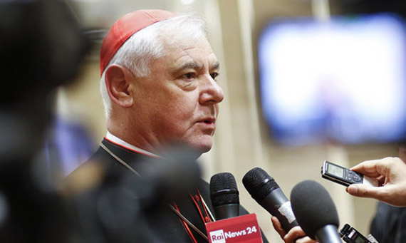 Cardinal Muller speaks during news conference to unveil book in Rome