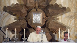 JERUSALEM : Pope Francis leads a mass at the Church of All Nations in the Garden of Gethsemane