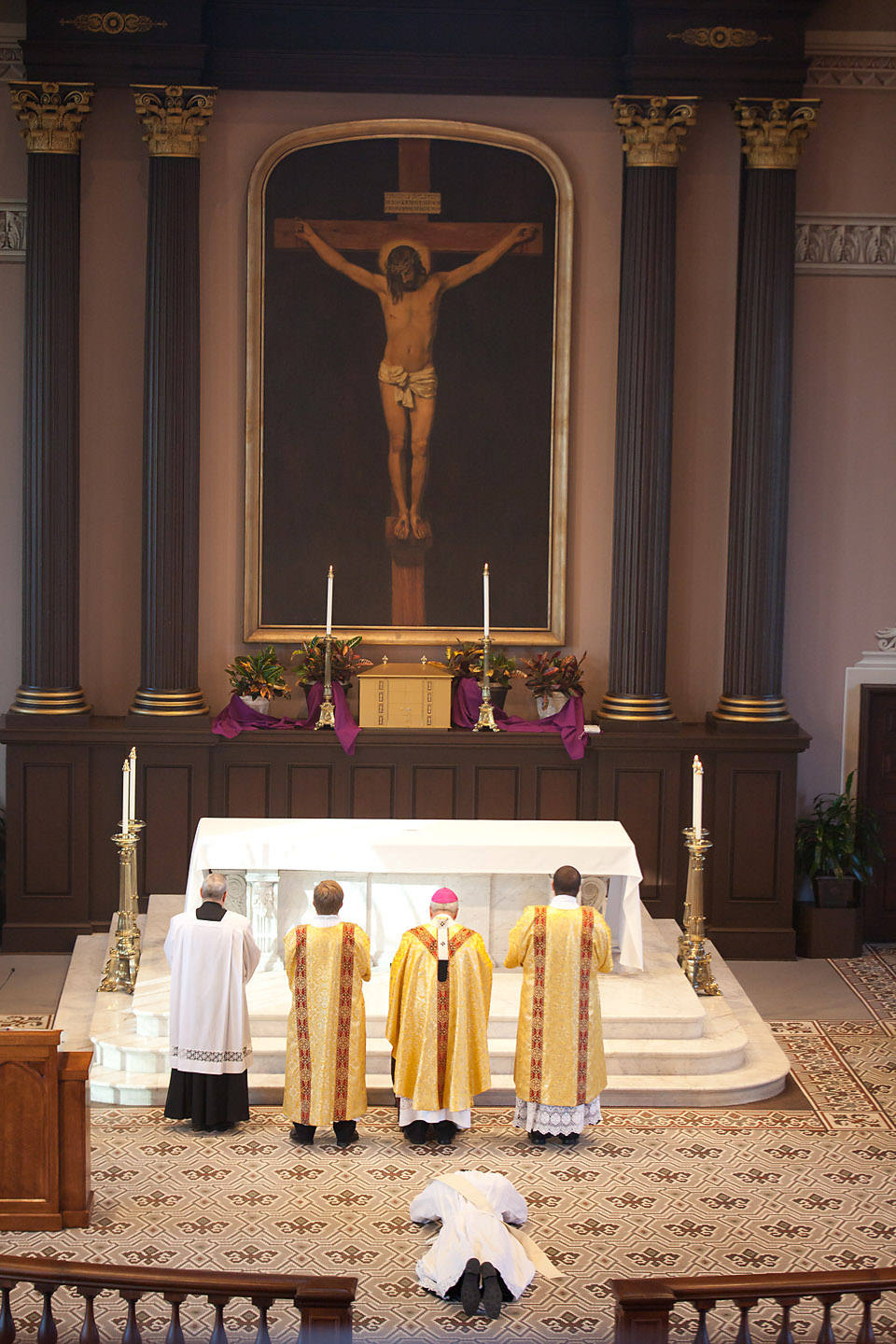 FR MICHAEL RENNIER ORDINATION PROSTRATE AT ALTAR