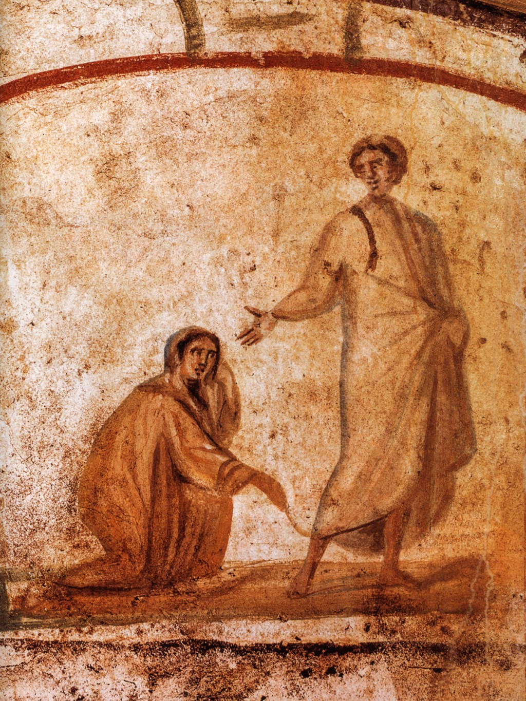 WEB-The healing of a bleeding woman, Rome, Catacombs of Marcellinus and Peter.-HJ001
