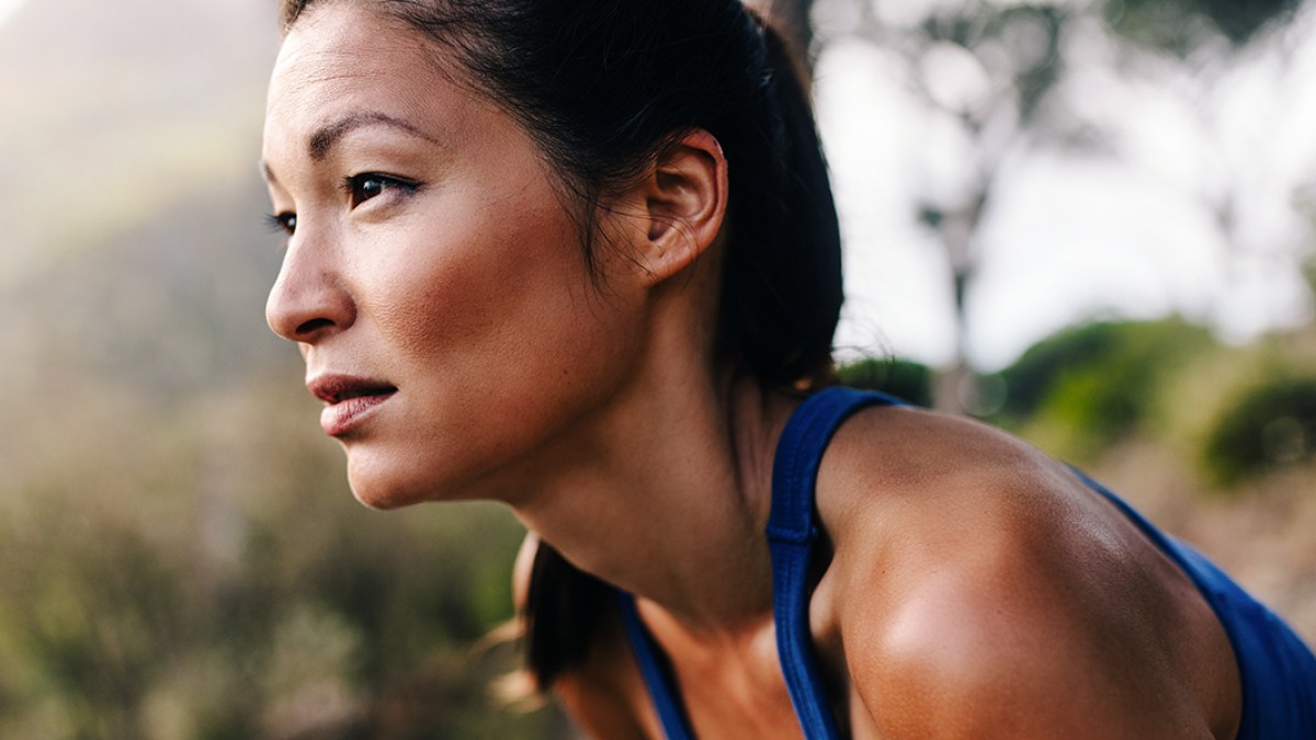 Focused Woman Exercising