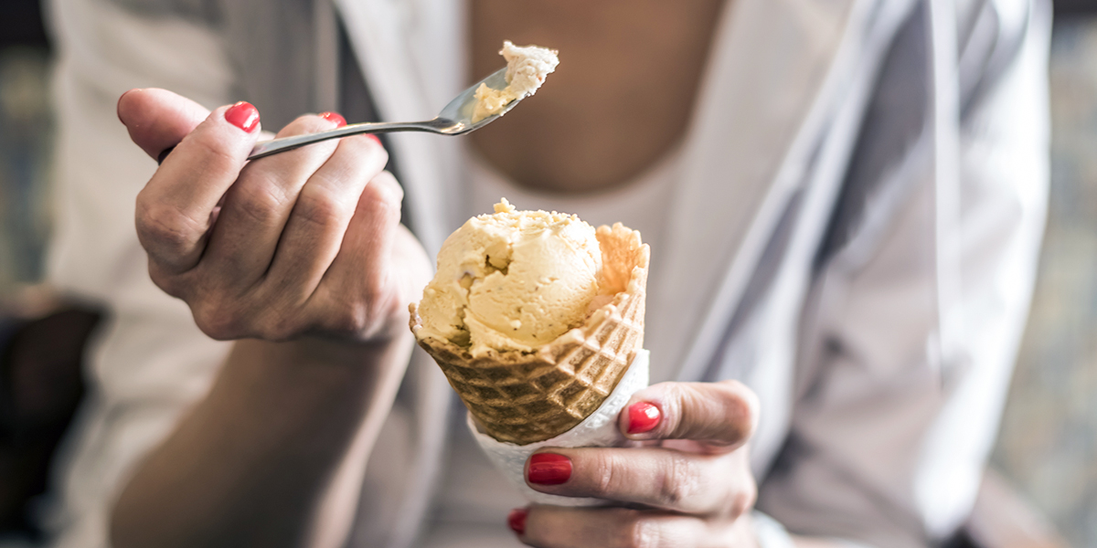 Woman Eating Ice Cream