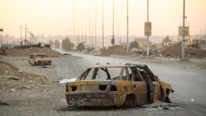 DAMAGED CAR OFF OF ROAD,MOSUL