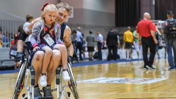 WOUNDED SAILOR,DAUGHTER,WHEELCHAIR