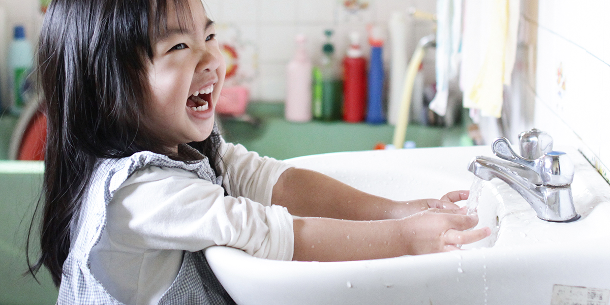 Girl Cleaning Hands