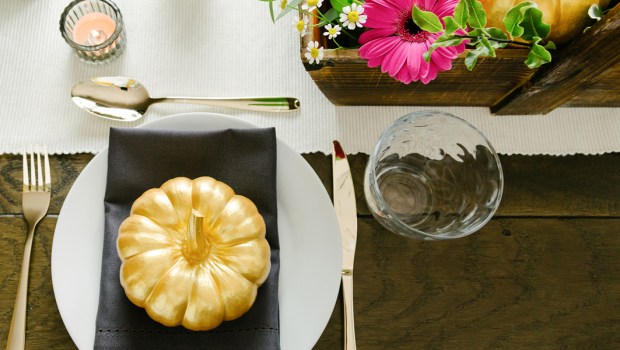 Gold Pumpkin Table Setting