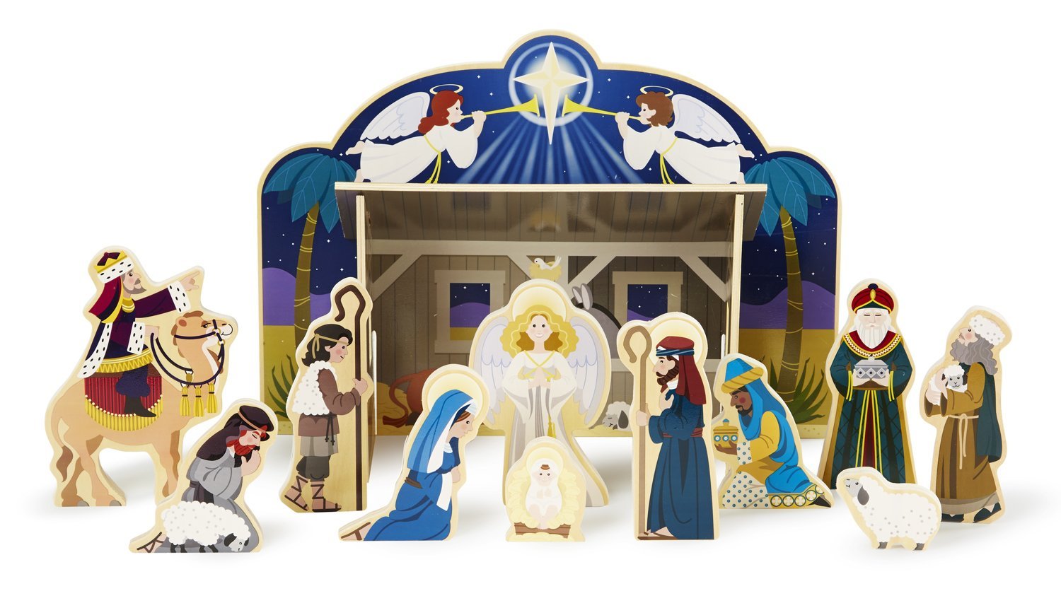 Modern Nativity, Wooden Nativity In One Piece, Beautiful Nativity Scene 