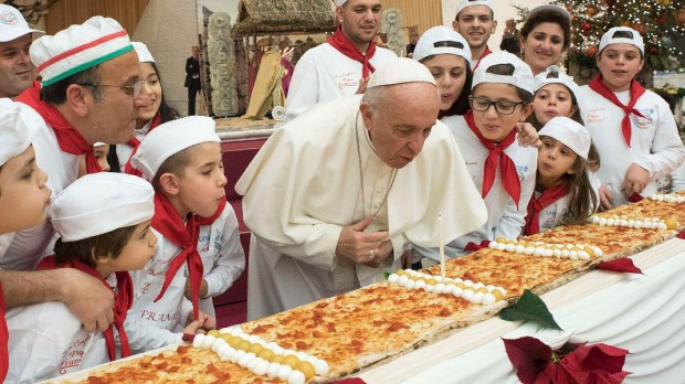 POPE FRANCIS,BIRTHDAY,PIZZA