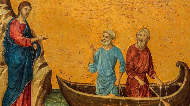 JESUS AND PETER,FISHING BOAT
