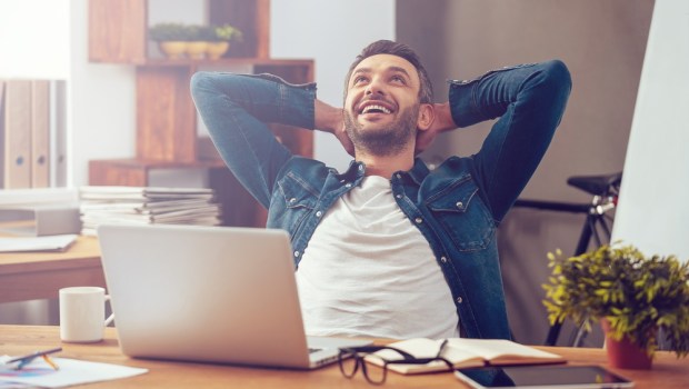 MAN HAPPY WORKING