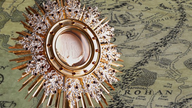 The Holy Eucharist and map of Middle Earth